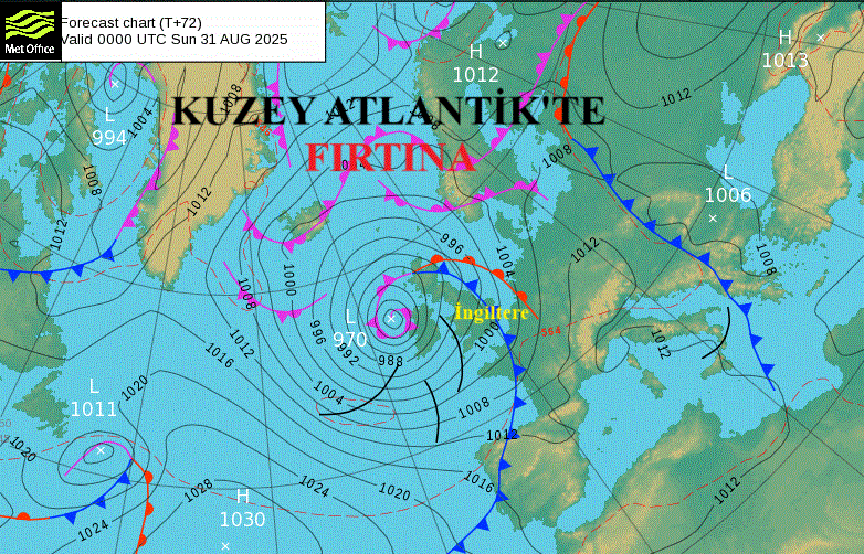 Kuzey Atlantik'te Fırtına bekleniyor.