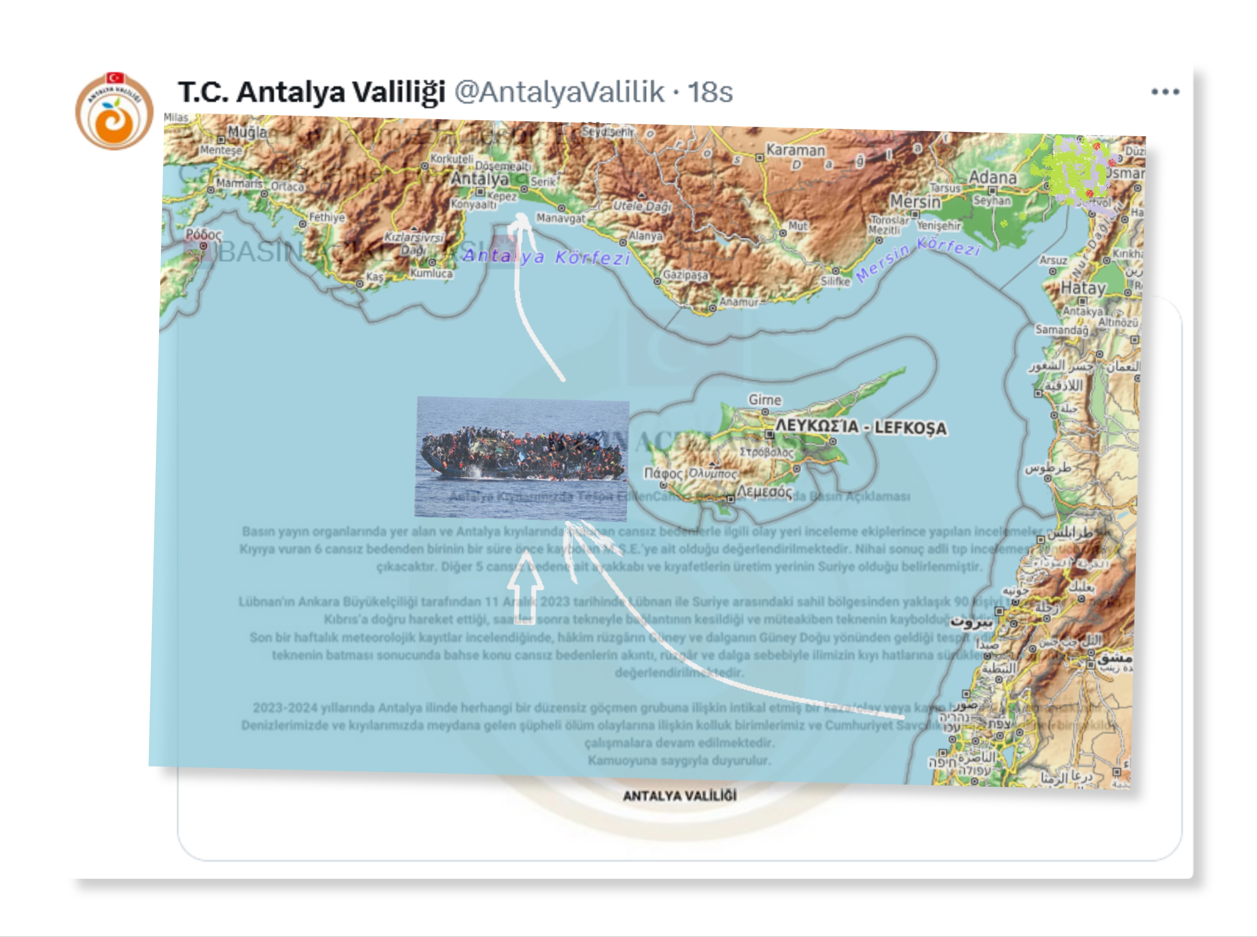 Antalya Valiliğinden Akdeniz Kıyılarında Tespit Edilen Cansız Bedenler Hakkında Basın Açıklaması