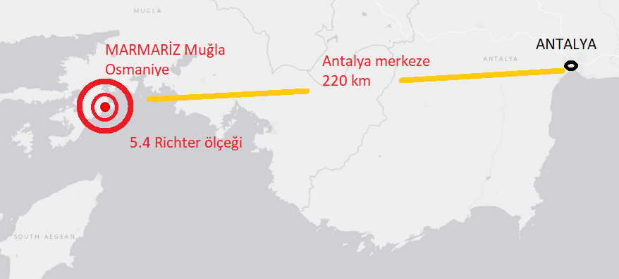 Osmaniye-Marmaris (MUGLA) da  5.4   Büyüklüğünde Deprem