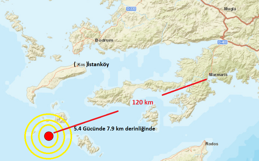 Ege denizinde 5.4 kuvvetinde deprem meydana geldi.