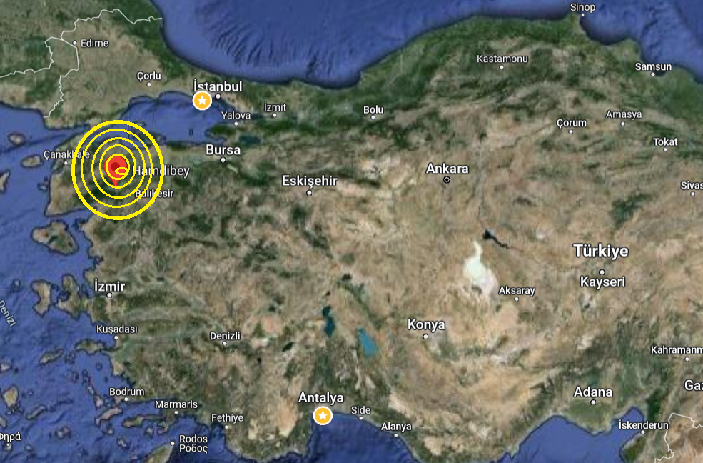 Çanakkale İli Yenice ilçesinde 4.9 büyüklüğünde deprem 