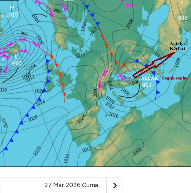 Antalya çevrelerinde yerel olarak kuvvetli yağış uyarısı